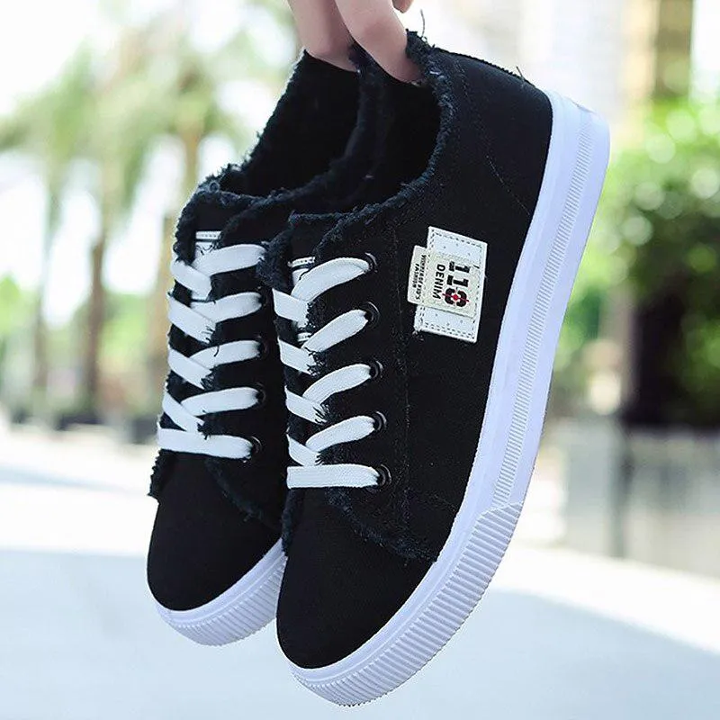 Women's Casual Canvas Sneakers With Rubber Outsole