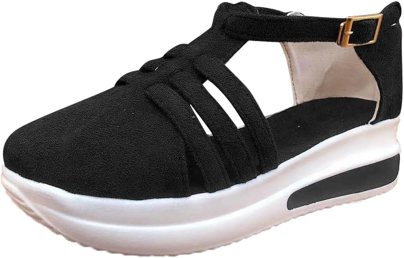 Women's Sandals Dressy, Sandals for Women Wedge Dressy Casual Breathable Flat Slippers Open Toe Walking Shoes