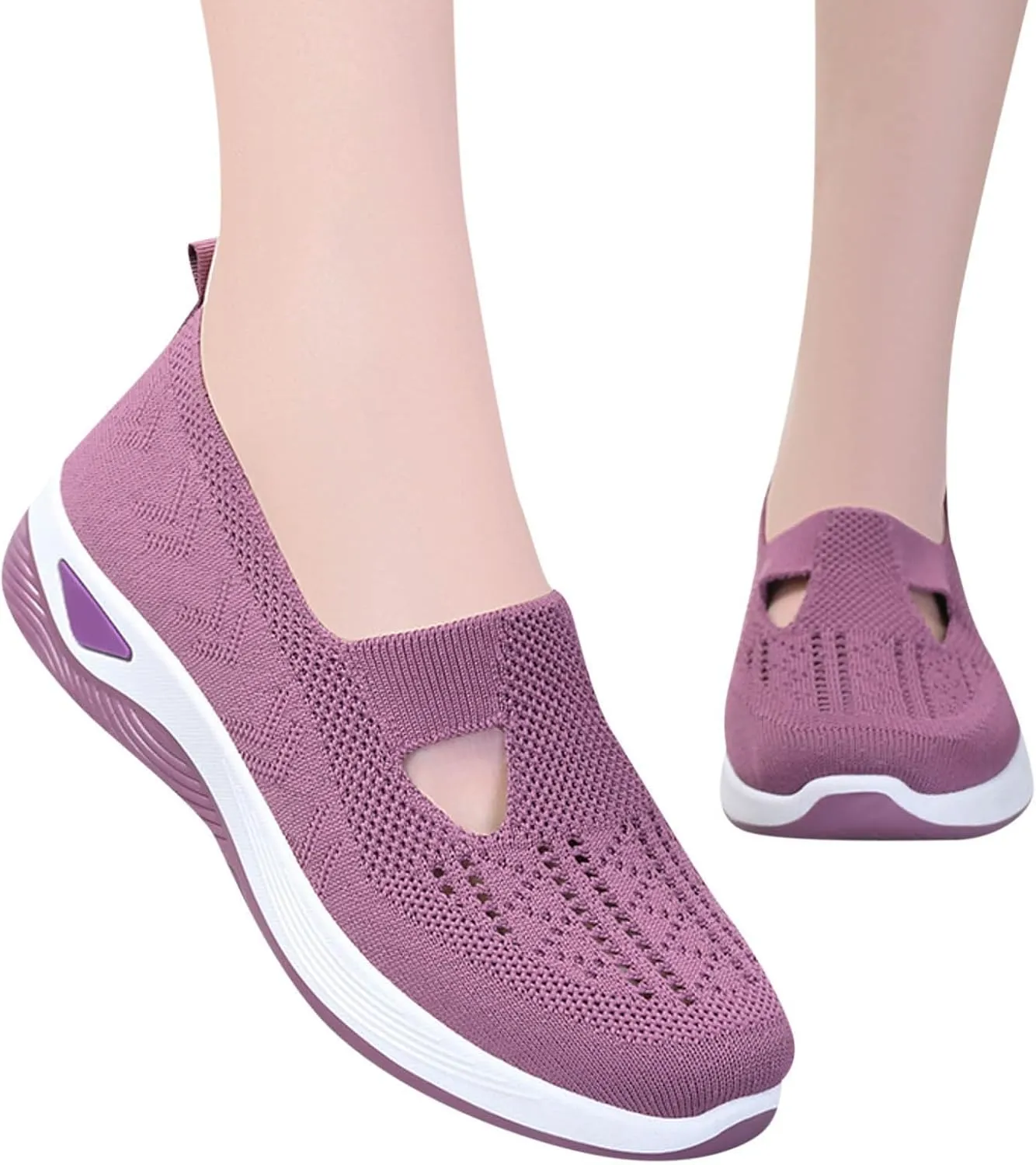 Women's Woven Orthopedic Breathable Soft Shoes Womens Running Shoes Comfort Ladies Shoes Casual White Sneakers Brown Tennis Shoe Cross Trainer Shoe