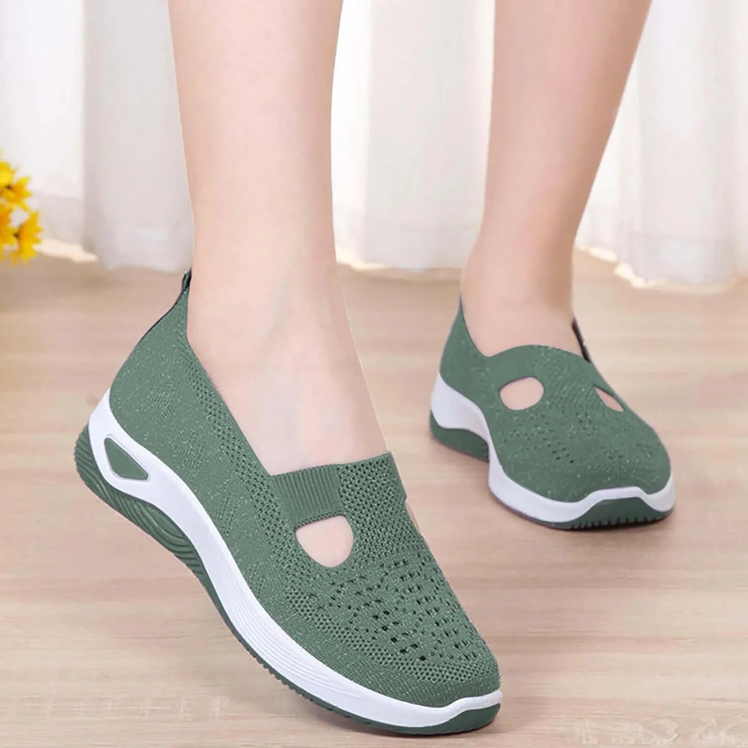 Women's Woven Orthopedic Breathable Soft Shoes Womens Running Shoes Wide Feet Casual Slip On Shoes Platform Sneakers Platform Tennis Shoe Casual Loafers