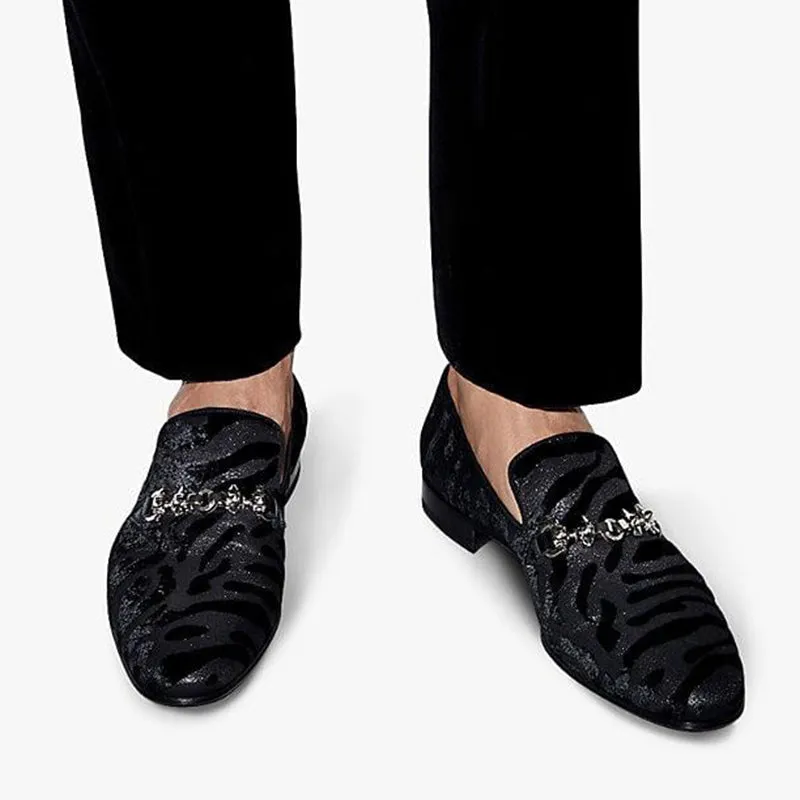 Zebra Suede Slip on Loafers