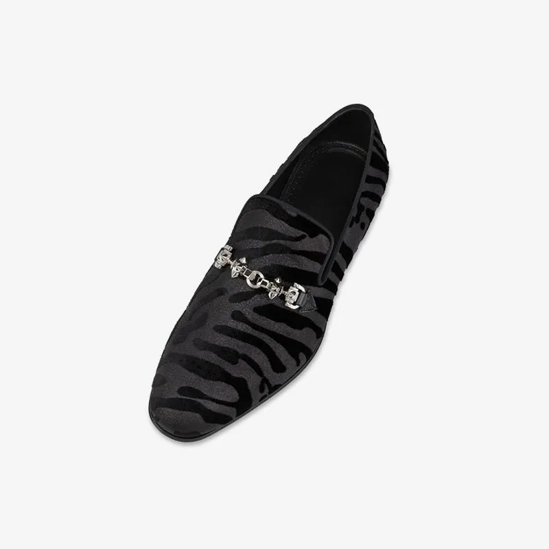 Zebra Suede Slip on Loafers
